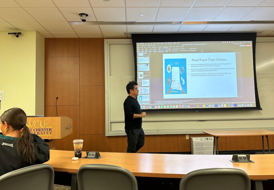 Joshua delivers a guest lecture at West Chester University on generative AI